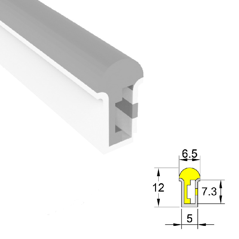 Thin Silicone Flexible LED Profile For 6mm LED Strip Light - 05*12mm 120° Side Emitting